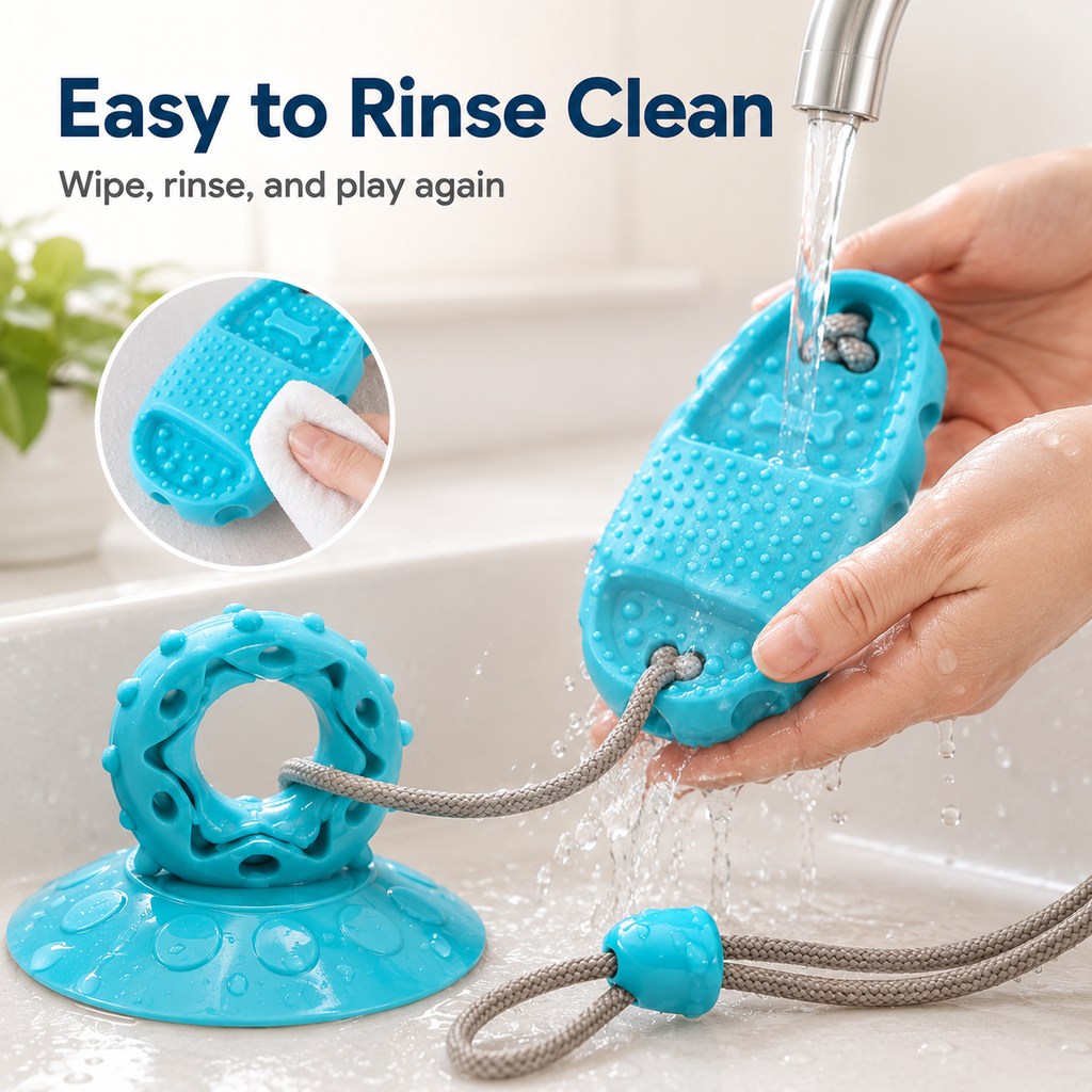 Suction Cup Dog Chew & Tug Toy (Textured Dental Nubs)