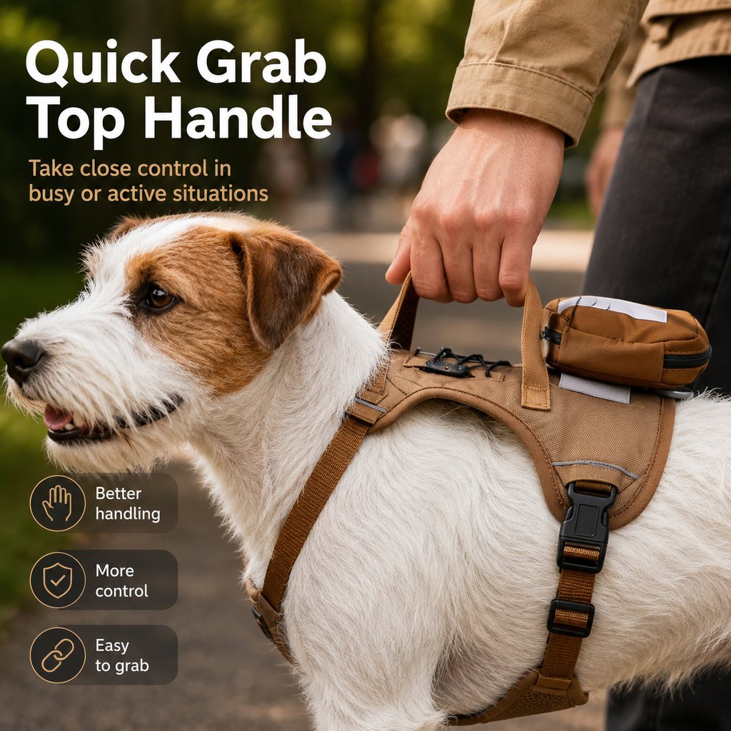 Tactical Breathable Reflective Dog Harness (Top Handle & Storage Pouch)