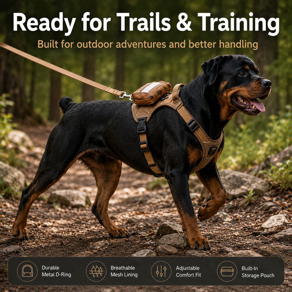 Tactical Breathable Reflective Dog Harness (Top Handle & Storage Pouch)