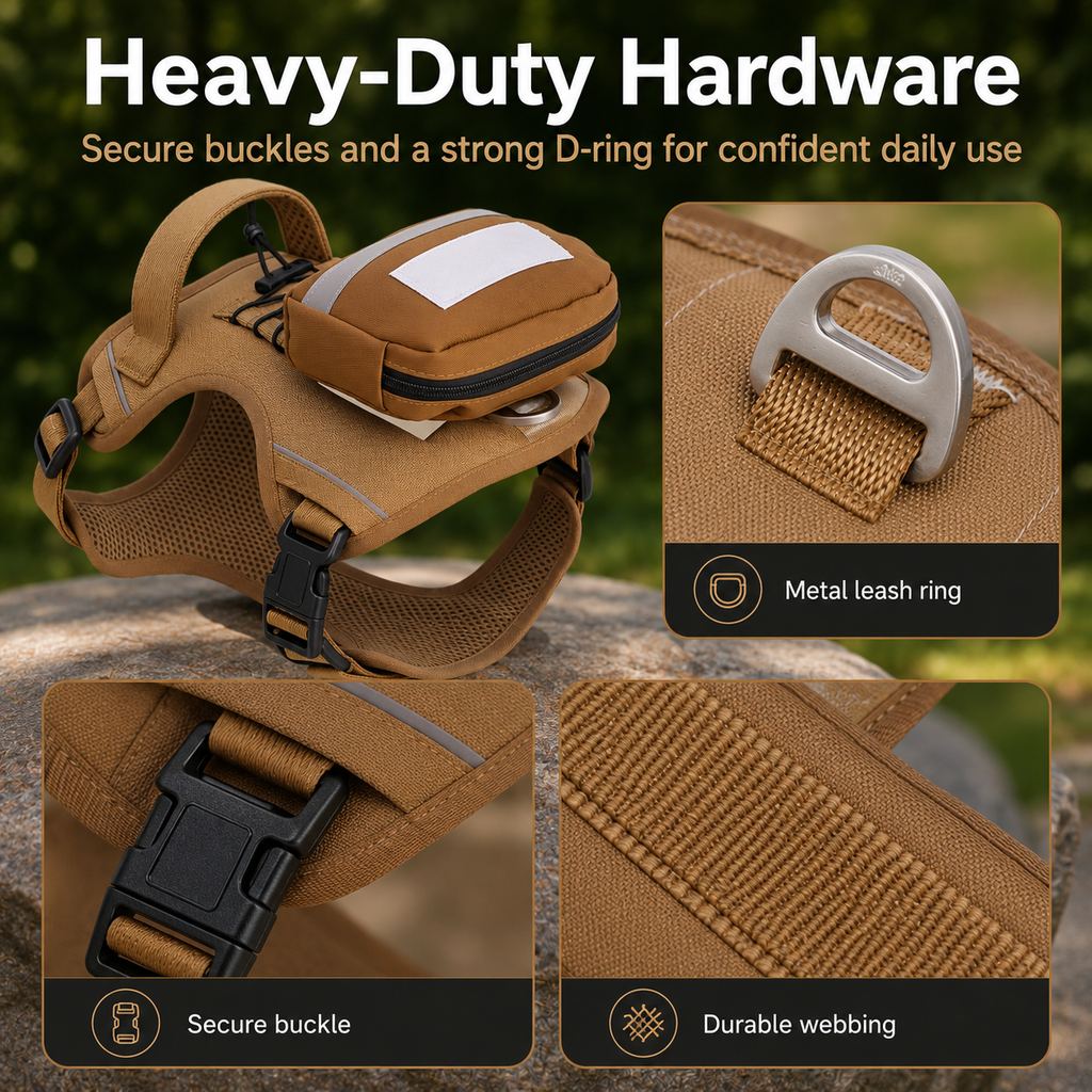 Tactical Breathable Reflective Dog Harness (Top Handle & Storage Pouch)