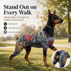 Tattoo-Print Soft Stretch Pet Bodysuit (Open Tail)