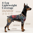 Tattoo-Print Soft Stretch Pet Bodysuit (Open Tail)