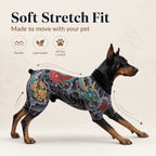 Tattoo-Print Soft Stretch Pet Bodysuit (Open Tail)
