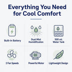 USB-C Powered Dual Mist Mini Air Cooler (17oz Tank)