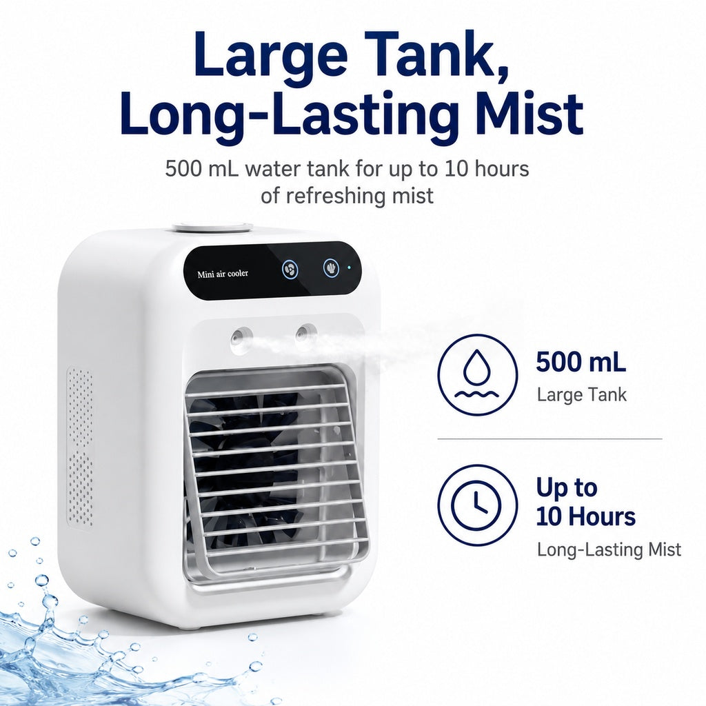 USB-C Powered Dual Mist Mini Air Cooler (17oz Tank)