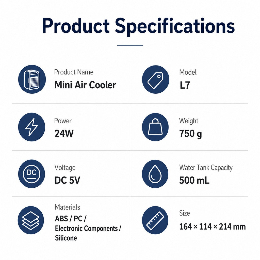 USB-C Powered Dual Mist Mini Air Cooler (17oz Tank)