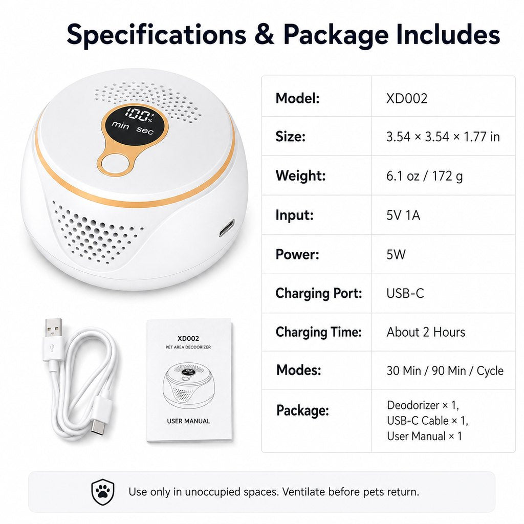 USB-C Rechargeable 3-Mode Pet Odor Deodorizer