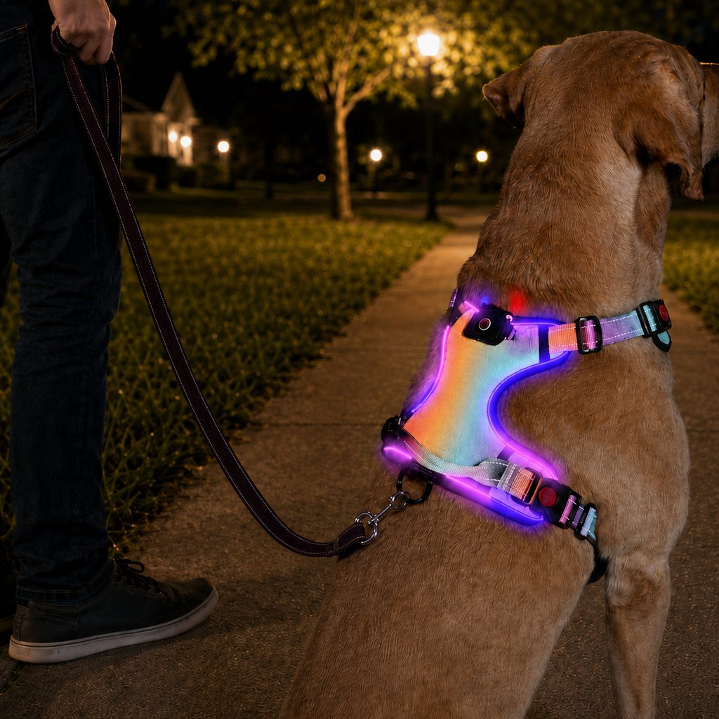 USB-C Rechargeable LED Dog Harness (Reflective Mesh)