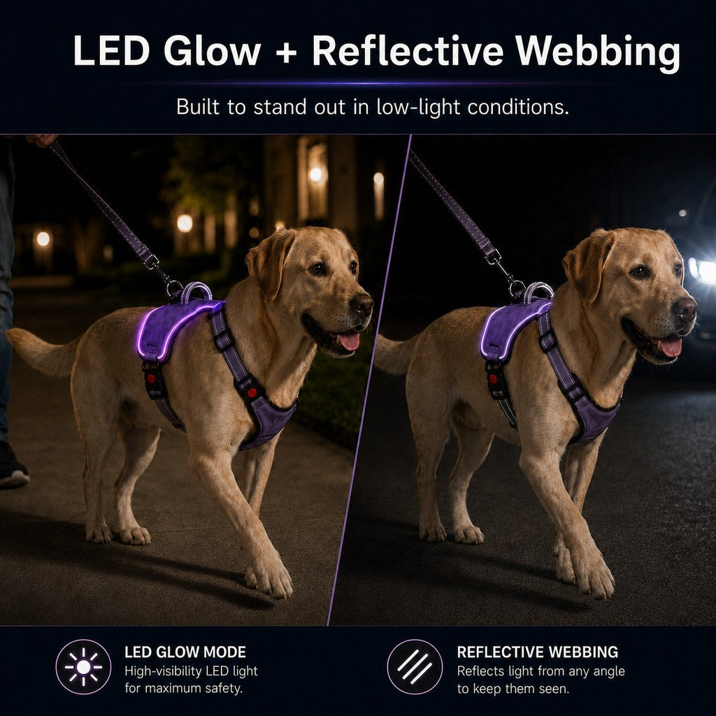 USB-C Rechargeable LED Dog Harness (Reflective Mesh)