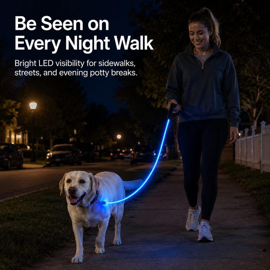 USB-Rechargeable LED Dog Leash (4.9 ft)