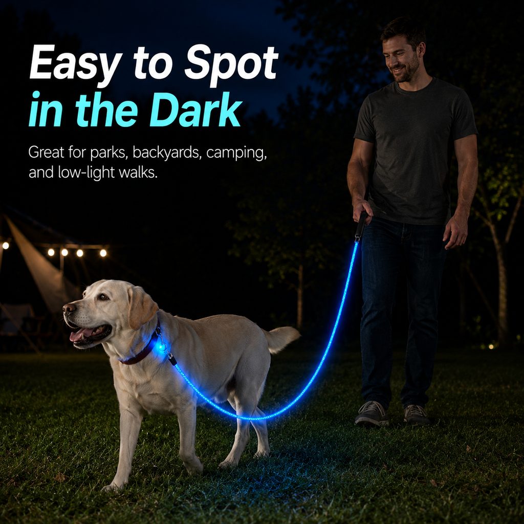 USB-Rechargeable LED Dog Leash (4.9 ft)