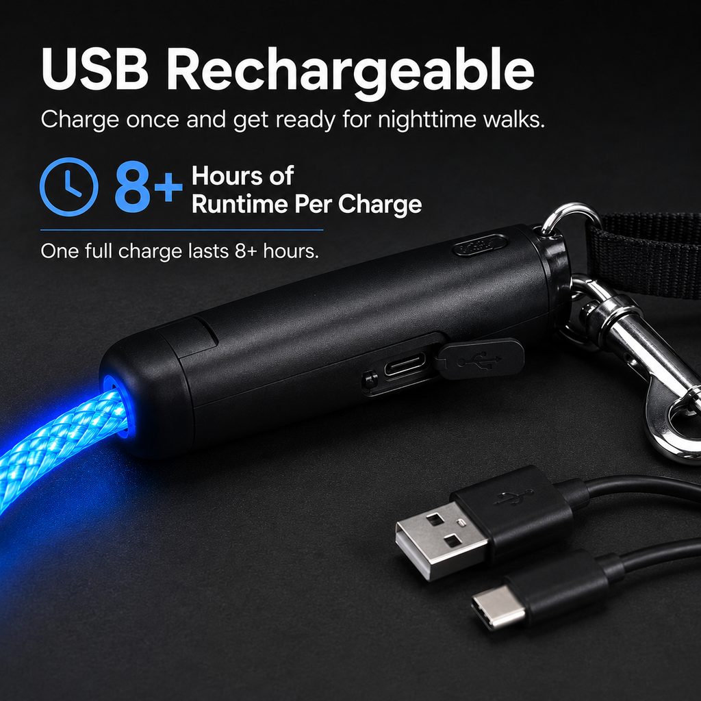 USB-Rechargeable LED Dog Leash (4.9 ft)