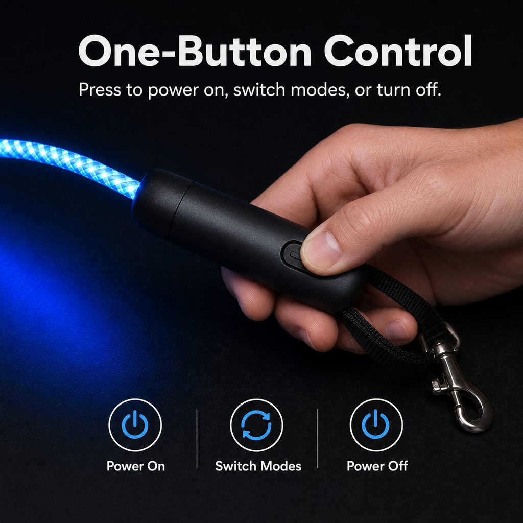 USB-Rechargeable LED Dog Leash (4.9 ft)