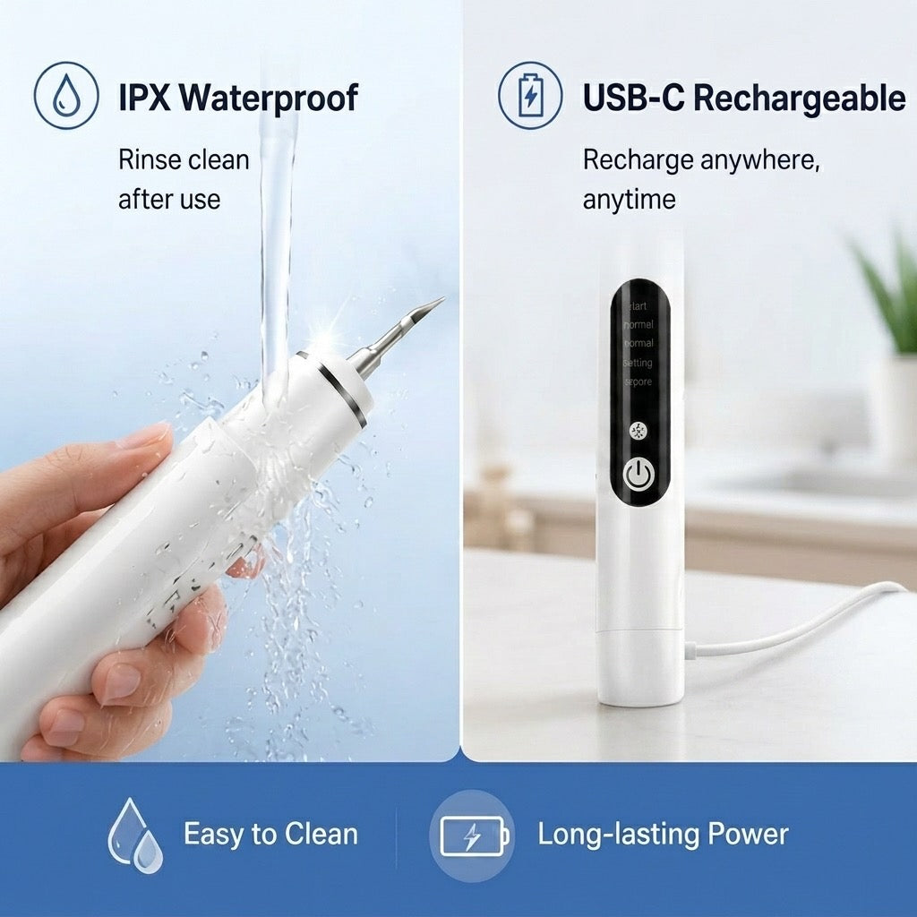 Ultrasonic USB-C Rechargeable Pet Dental Cleaner (IPX7 Waterproof)