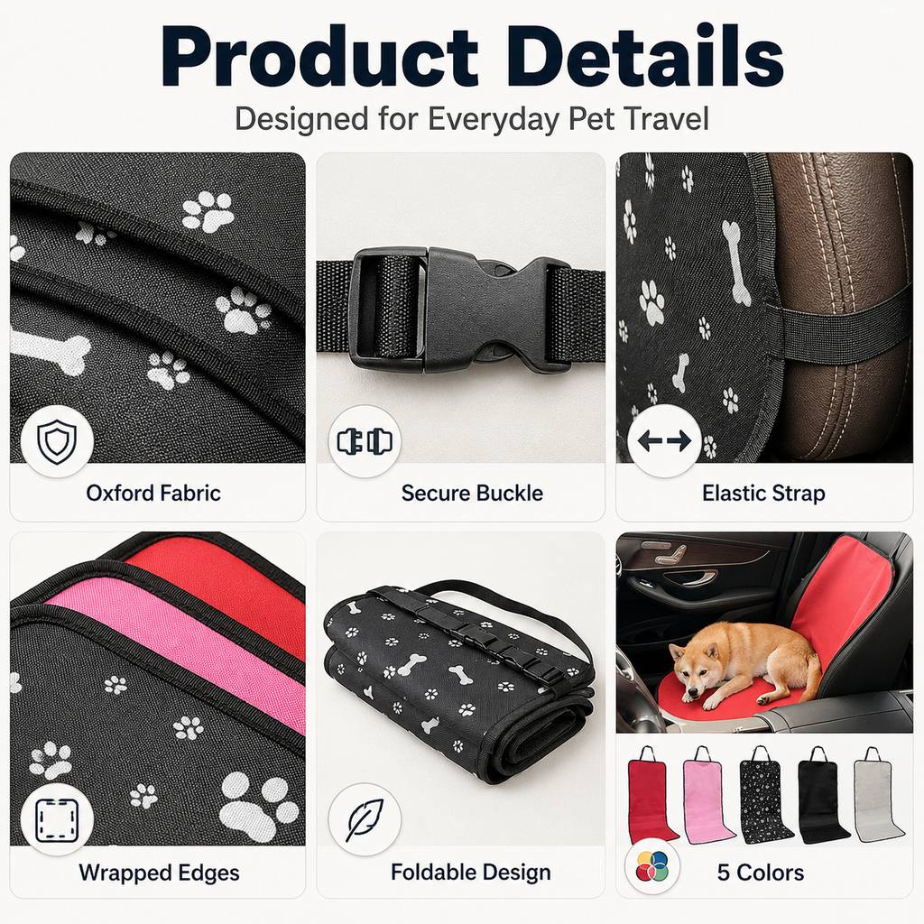 Water-Resistant Oxford Anti-Slip Front Seat Pet Cover (Universal Fit)
