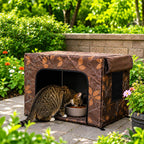 Water-Resistant Oxford PVC Frame Cat Feeding Shelter