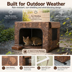 Water-Resistant Oxford PVC Frame Cat Feeding Shelter