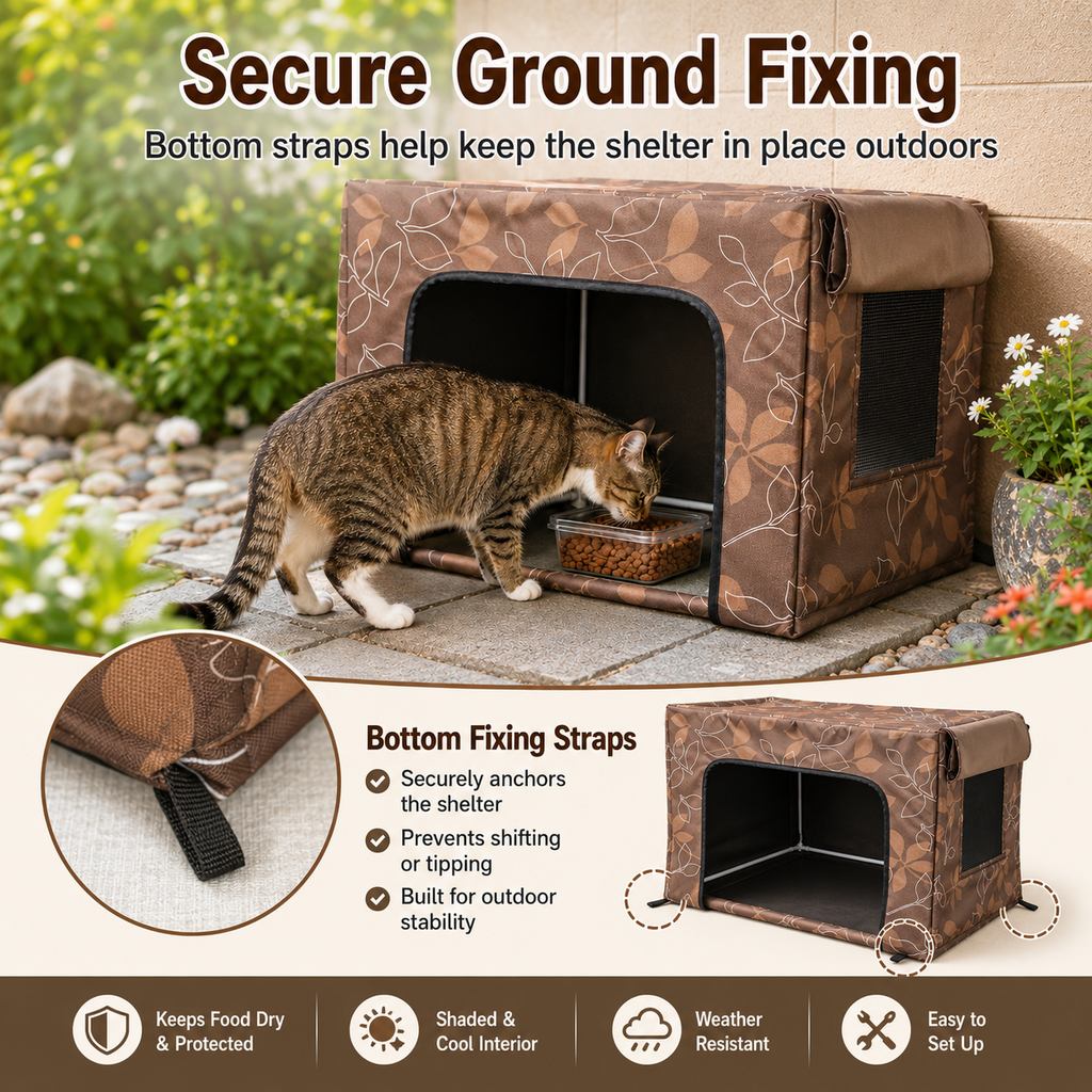 Water-Resistant Oxford PVC Frame Cat Feeding Shelter