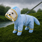 Waterproof Full-Body Dog Raincoat (Clear Visor & Leash Ring)