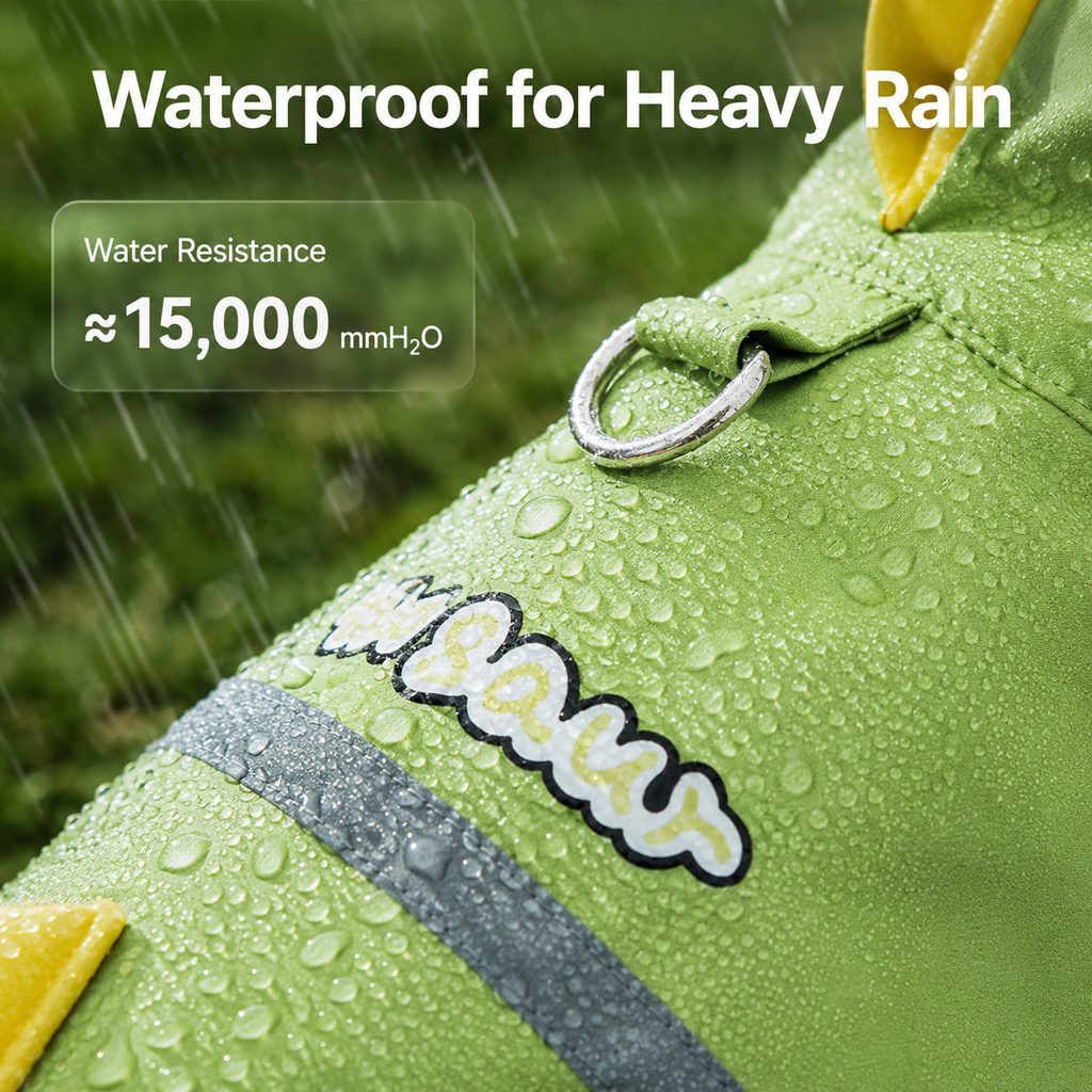 Waterproof Full-Body Dog Raincoat (Clear Visor & Leash Ring)