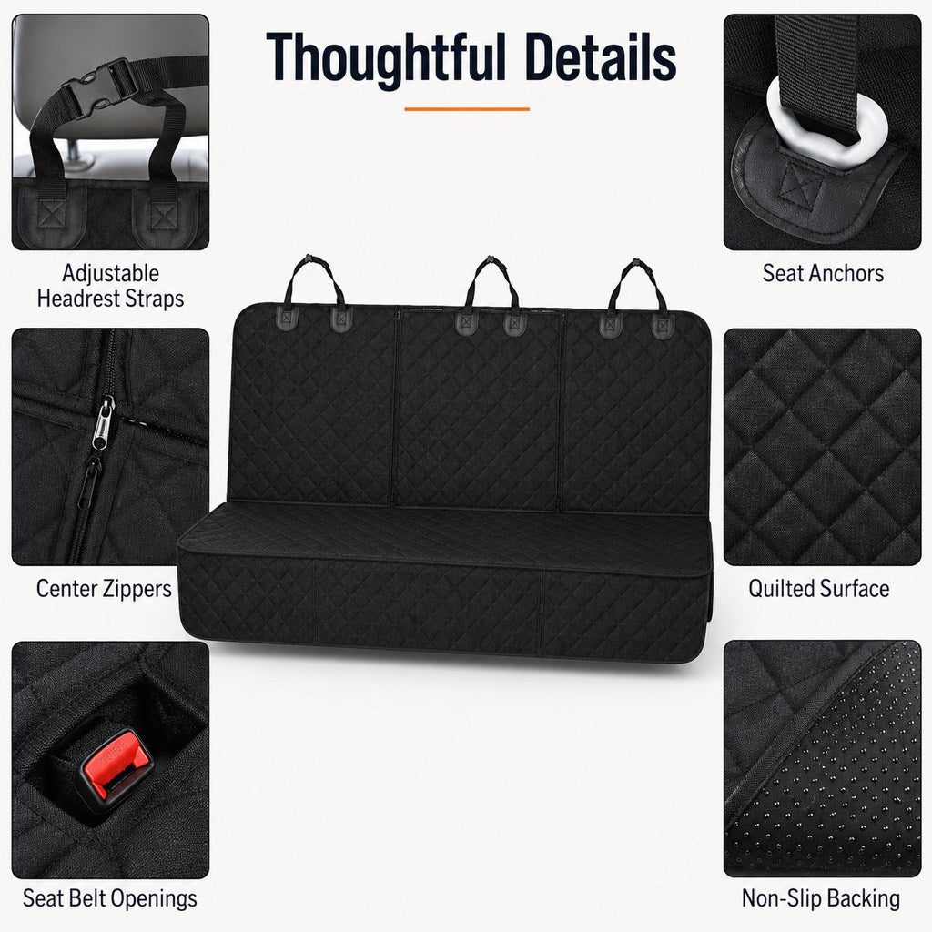 Waterproof Quilted Non-Slip Rear Bench Pet Car Seat Cover