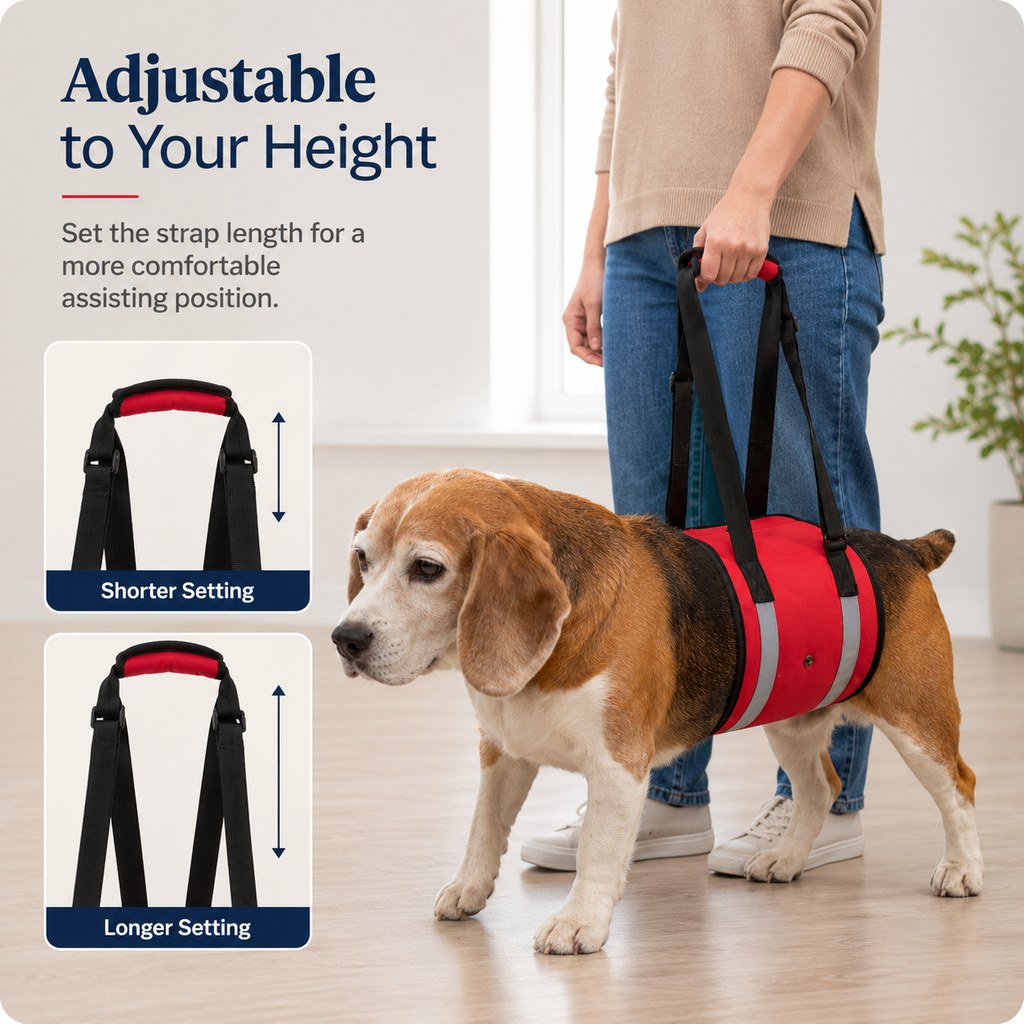 Wide EVA-Cushioned Belly Support Dog Lift Sling (Adjustable Straps)