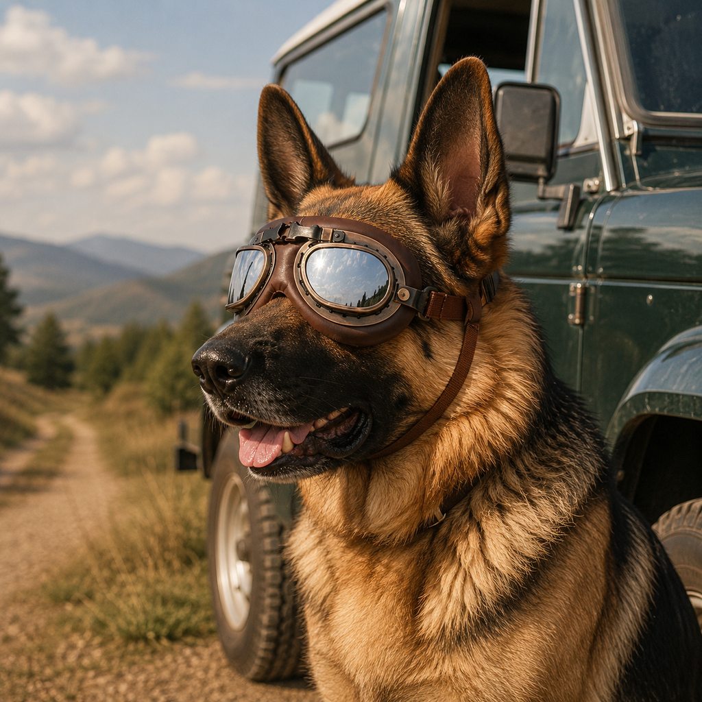 Wind & Dust-Resistant Adjustable Dual-Strap Dog Goggles (Retro Aviator)