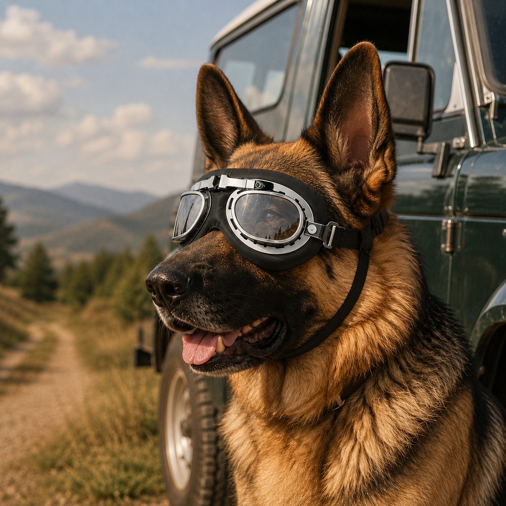 Wind & Dust-Resistant Adjustable Dual-Strap Dog Goggles (Retro Aviator)