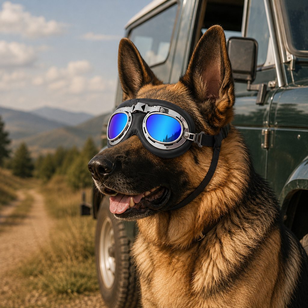 Wind & Dust-Resistant Adjustable Dual-Strap Dog Goggles (Retro Aviator)