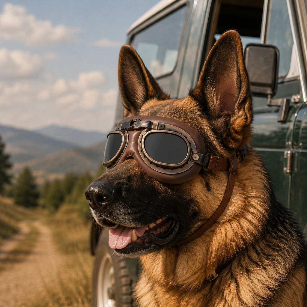 Wind & Dust-Resistant Adjustable Dual-Strap Dog Goggles (Retro Aviator)