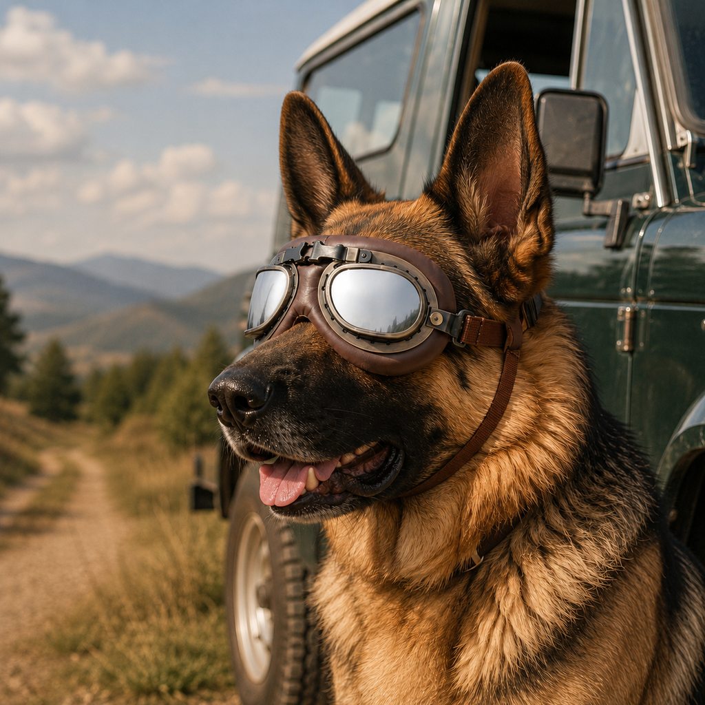 Wind & Dust-Resistant Adjustable Dual-Strap Dog Goggles (Retro Aviator)