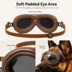 Wind & Dust-Resistant Adjustable Dual-Strap Dog Goggles (Retro Aviator)