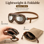 Wind & Dust-Resistant Adjustable Dual-Strap Dog Goggles (Retro Aviator)