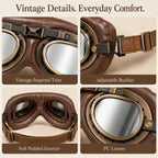 Wind & Dust-Resistant Adjustable Dual-Strap Dog Goggles (Retro Aviator)