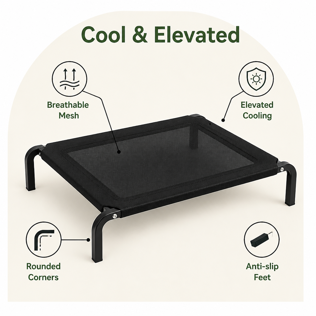 DogBedHouse Elevated Breathable Mesh & Canopy Shade Dog Bed