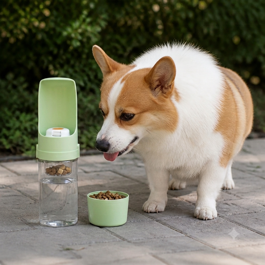DogBedHouse Foldable 2-In-1 Travel Water Bottle (Integrated Bowl)