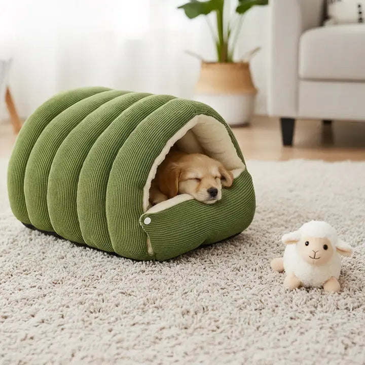 Cuddle Cave for Cats and Dogs – Soft Plush Lined Pet Bed