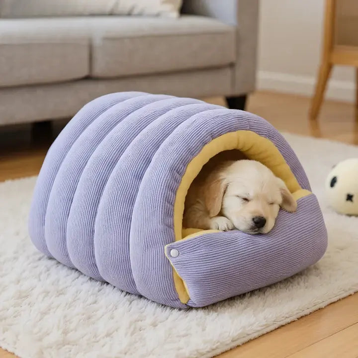 Cuddle Cave for Cats and Dogs – Soft Plush Lined Pet Bed