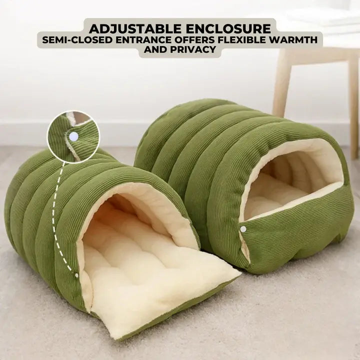 Cuddle Cave for Cats and Dogs – Soft Plush Lined Pet Bed