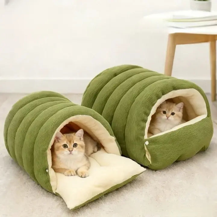 Cuddle Cave for Cats and Dogs – Soft Plush Lined Pet Bed