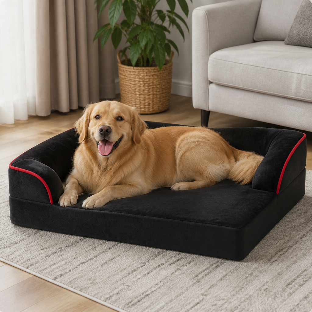 DogBedHouse Orthopedic Egg-Crate Foam & Non-Slip Dog Bed (Removable Washable Cover)