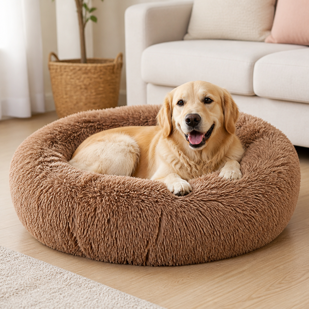 DogBedHouse Calming Plush Donut Dog Bed