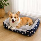 DogBedHouse Blue Star Easy-Clean Polyester Dog Mat