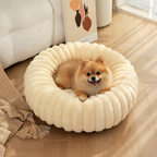 DogBedHouse Long-Pile Plush & Insulated Round Dog Bed (For Small Dogs & Cats)