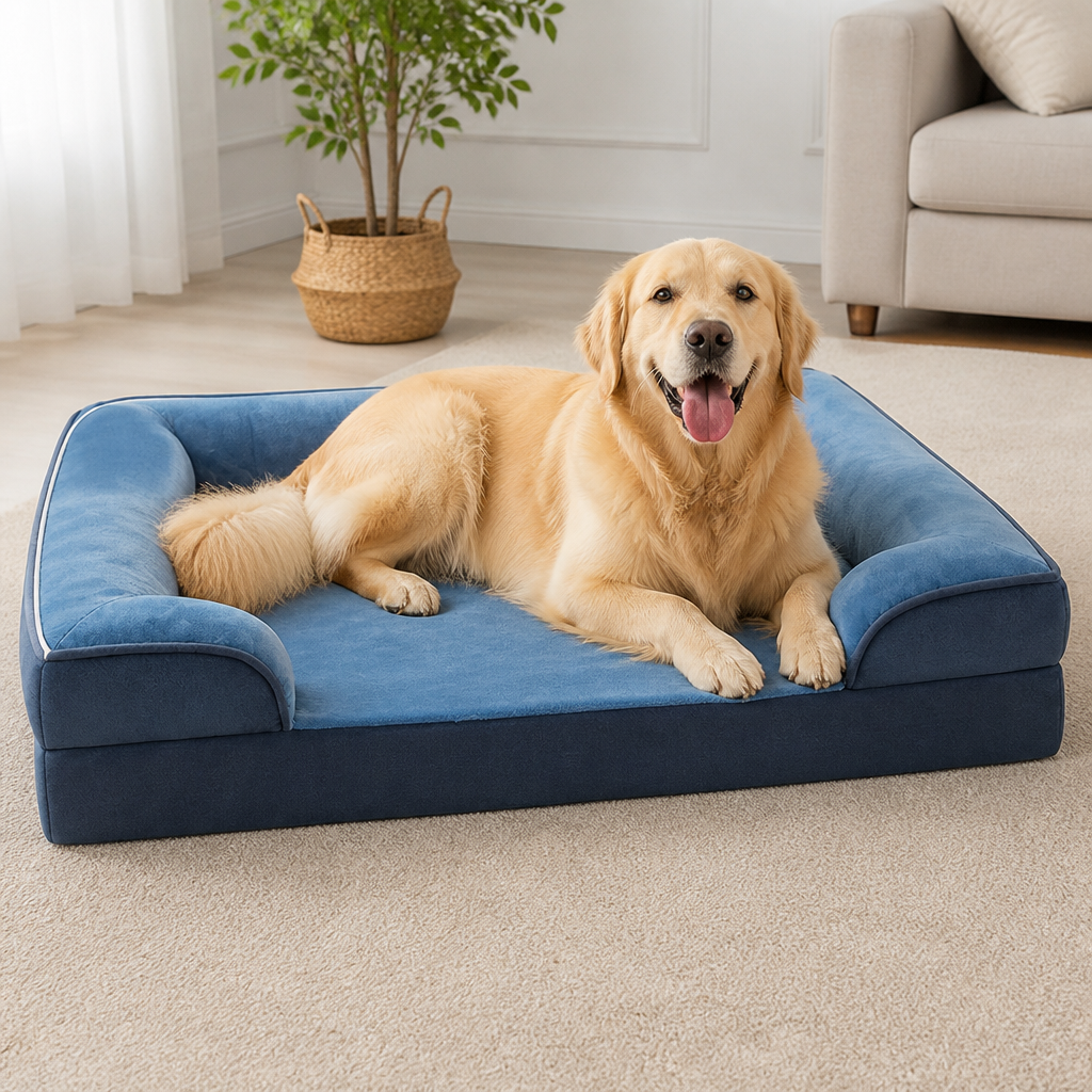 DogBedHouse Orthopedic Egg-Crate Foam & Non-Slip Dog Bed (Removable Washable Cover)