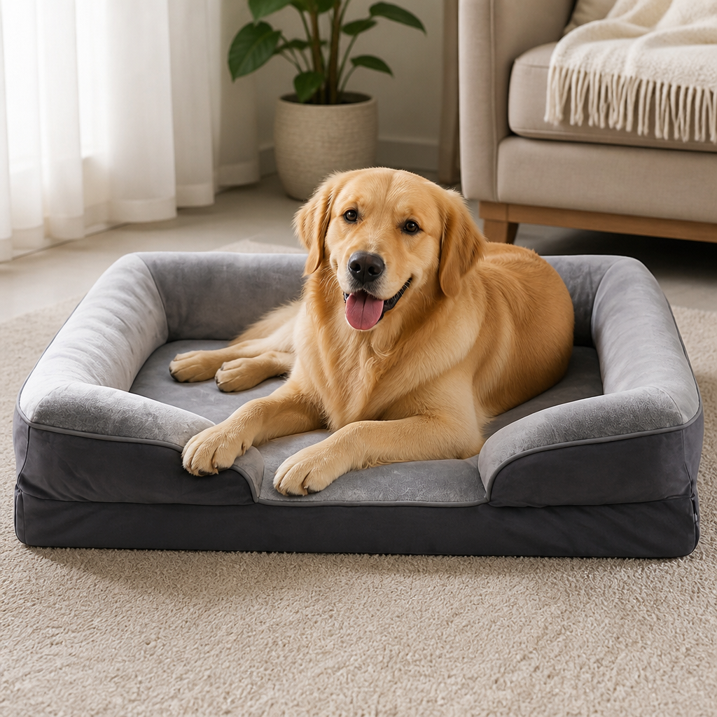 DogBedHouse Orthopedic Support Foam & Anti-Skid Bottom Dog Bed (Detachable Cover)