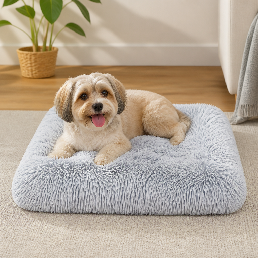 DogBedHouse Plush Lined Polyester Fill Dog Bed (Removable Cover)