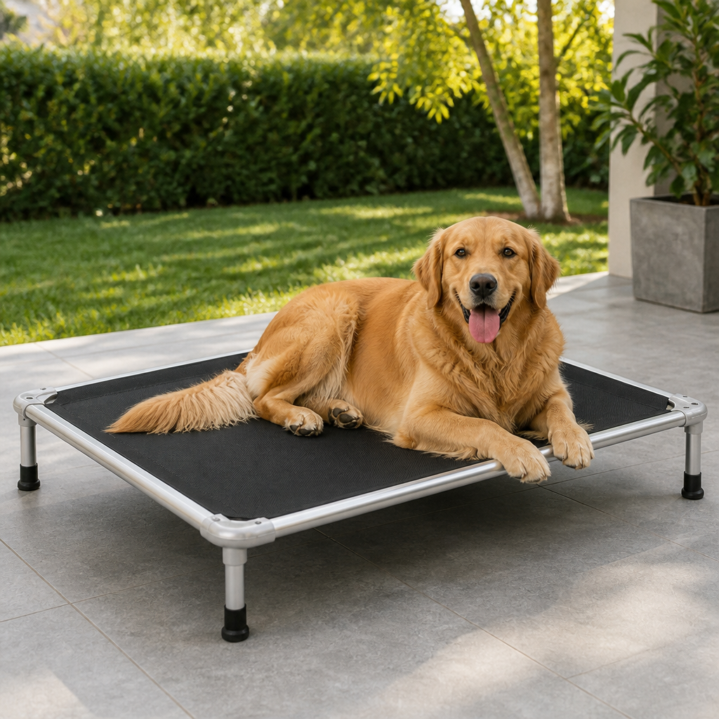 DogBedHouse Chew-Proof Aluminum Frame Elevated Dog Bed (Indoor/Outdoor)
