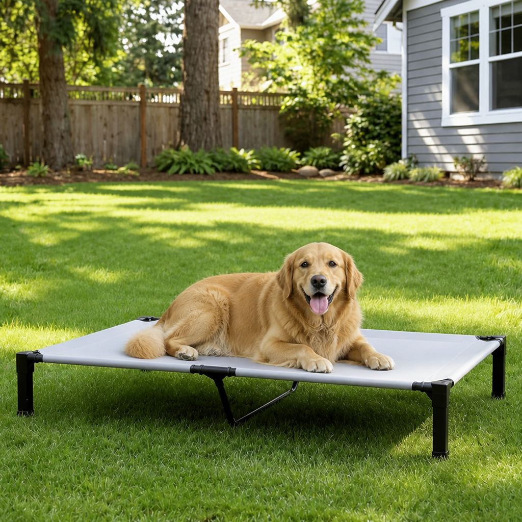 DogBedHouse Elevated Cooling & Portable Dog Cot (Removable Canopy)