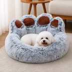 DogBedHouse Plush & Non-Slip Bear Paw Pet Bed